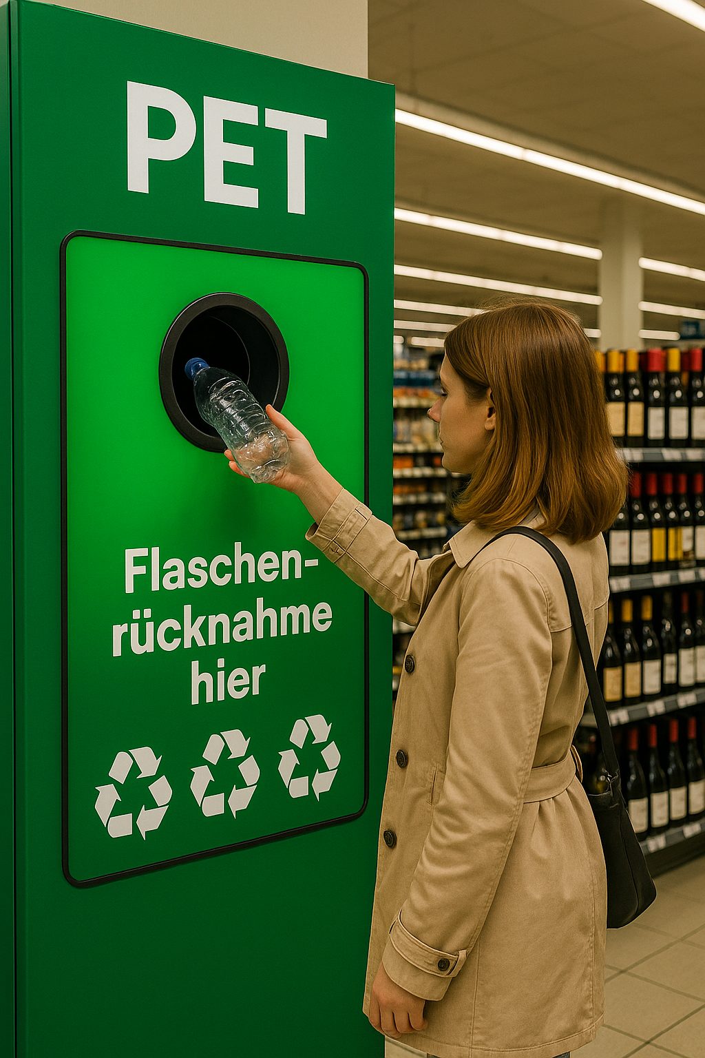 Returning a PET bottle at a Swiss supermarket kiosk